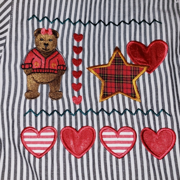 Vintage Karen Scott shirt w/ hearts & teddy bears. Stripes and stars y2k - Picture 4 of 7